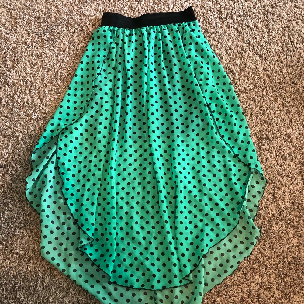 Teal and Black Polkadot Skirt NWOT